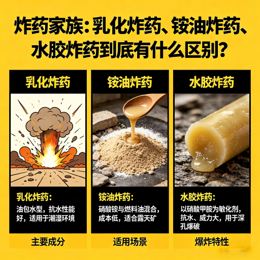 平顺炸药家族：乳化炸药、铵油炸药、水胶炸药到底有什么区别？